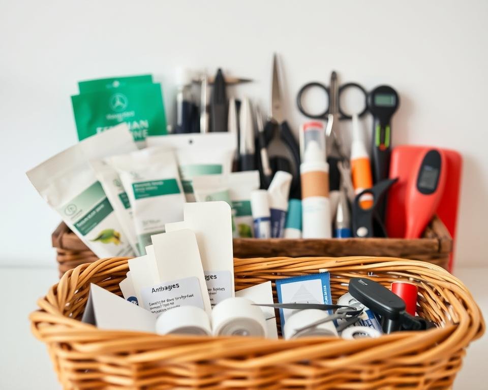 An expertly curated avian first aid kit, set against a clean, bright backdrop. In the foreground, a wicker basket neatly houses a selection of essential supplies: bandages, antiseptic wipes, tweezers, and ointments. The middle ground showcases a variety of bird-friendly tools, from tiny scissors to a digital thermometer. In the background, a soft, diffused light illuminates the scene, creating a sense of order and professionalism. The overall composition conveys a meticulous, well-stocked, and caring approach to avian veterinary care. An expertly curated avian first aid kit, set against a clean, bright backdrop. In the foreground, a wicker basket neatly houses a selection of essential supplies: bandages, antiseptic wipes, tweezers, and ointments. The middle ground showcases a variety of bird-friendly tools, from tiny scissors to a digital thermometer. In the background, a soft, diffused light illuminates the scene, creating a sense of order and professionalism. The overall composition conveys a meticulous, well-stocked, and caring approach to avian veterinary care.